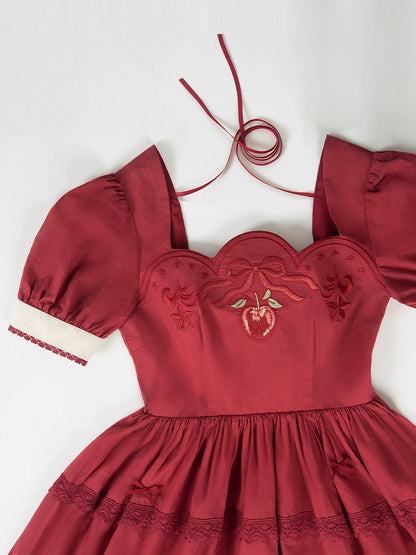Crapastral Apple Embroidery Summer Lolita Dress Set [Reserved Item].