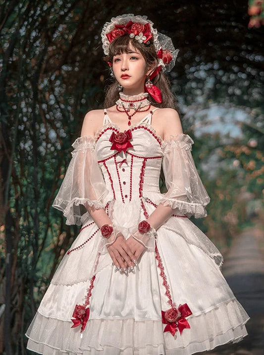 Spot】Sakura Love's original light flower marrying court style CLA Lolita White Queen JSK elegant girl