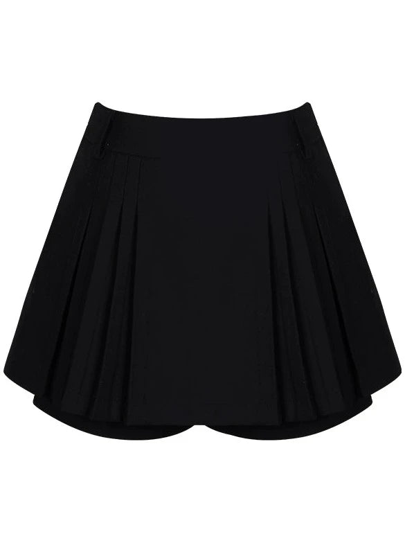 Crew Neck Sailor Top + Pleated Pants Skirt