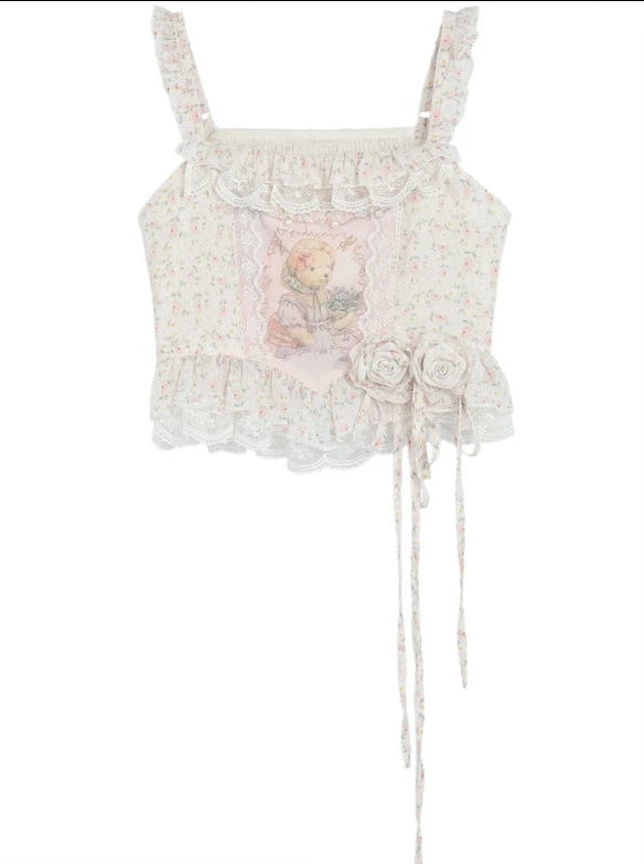Fairy Tale Princess Floral Camisole + Lace Short Jacket + Tutu Skirt