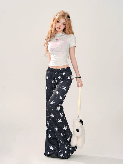 Lazy Casual Star Flared Pants