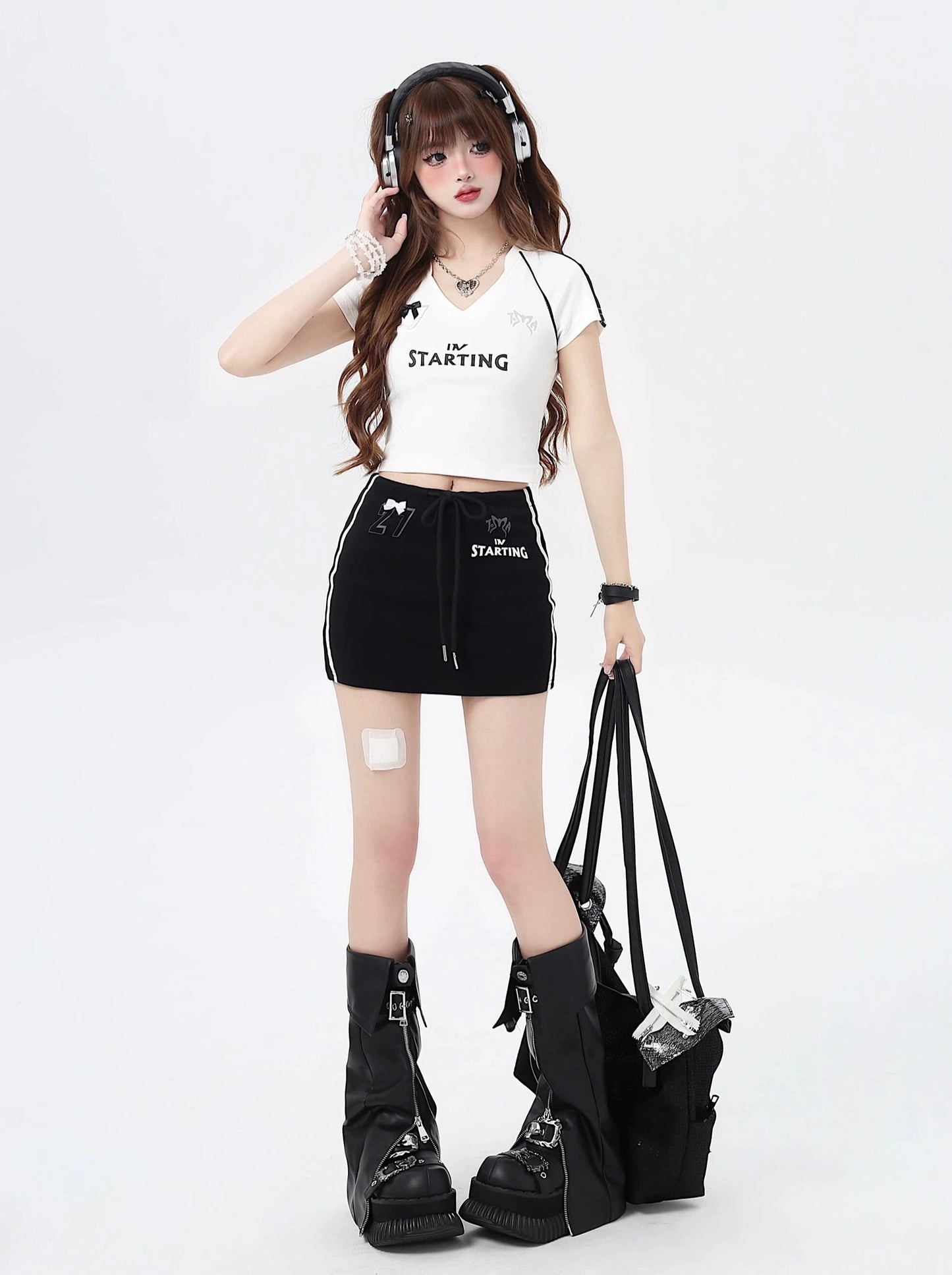 [5.31 limited time 95% off] hot girl slim American athleisure V-neck short sleeve leaky umbilical short T-shirt top women