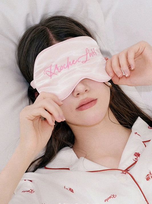 Kroche 旗舰店品牌刺绣缎面眼罩春季新款简约舒适睡眠遮光眼罩