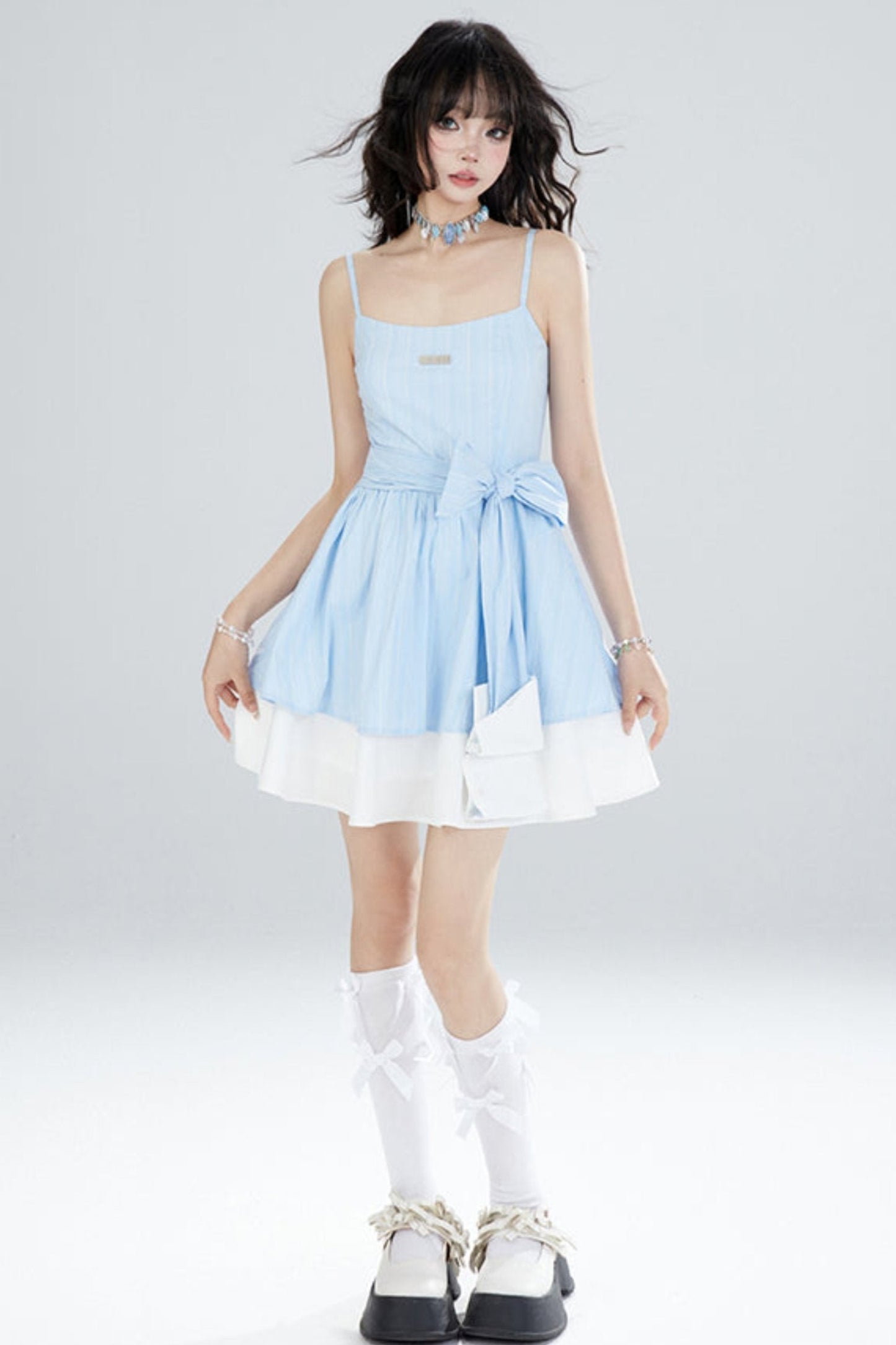 Summer Race Up Bow A-Line Dress