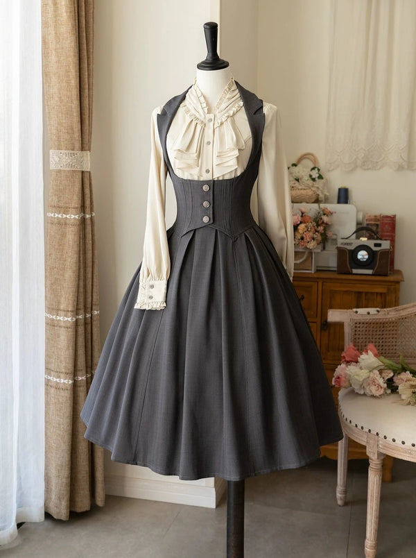 Retro Classical Elegant Brest Lolita Skirt + Elegant Frilled Shirt