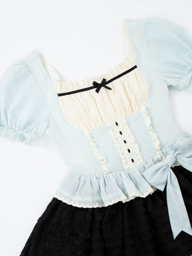 Sweet Blue Ribbon Lolita Dress + Choker