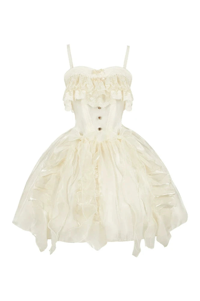 Claw Waist Soft Fishbone Summer Lolita Suspender Dress + Short Inner Tops