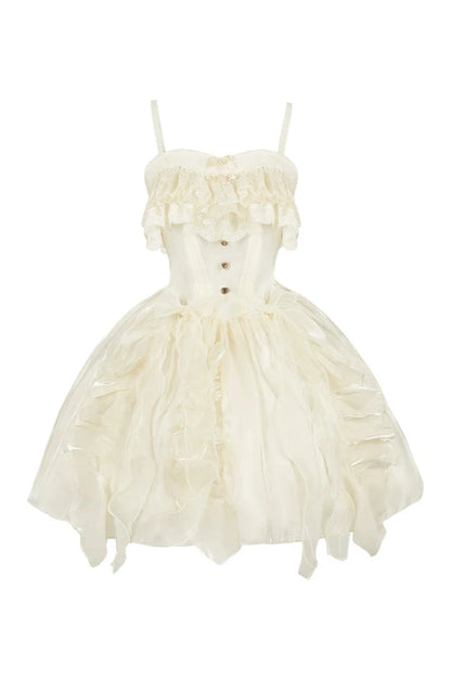 Claw Waist Soft Fishbone Summer Lolita Suspender Dress + Short Inner Tops