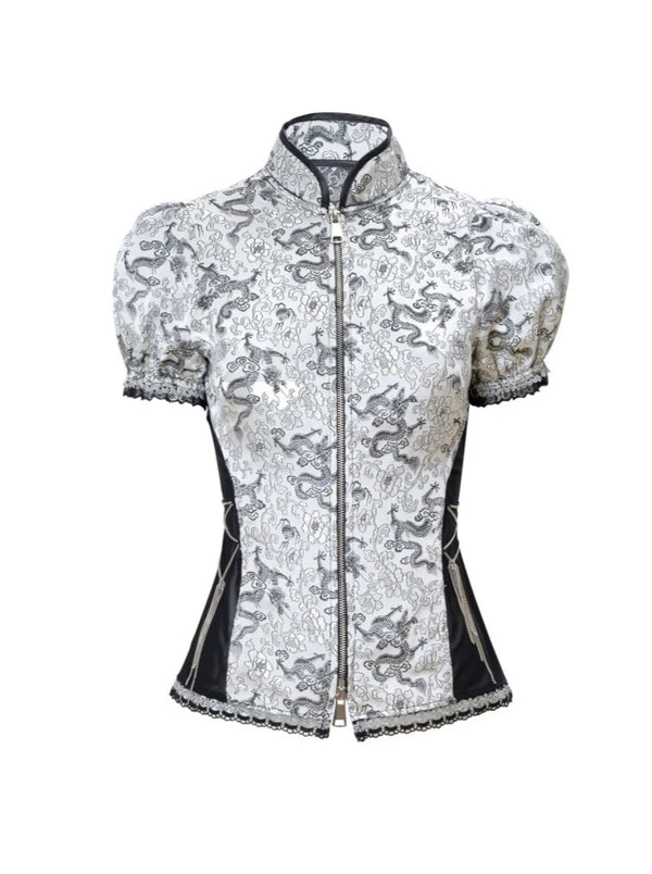 Silver Dragon Gothic Puff Sleeve Top
