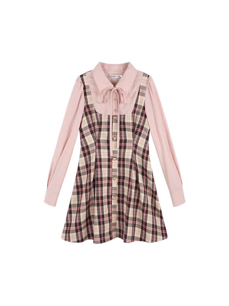 French pink check shirt dress