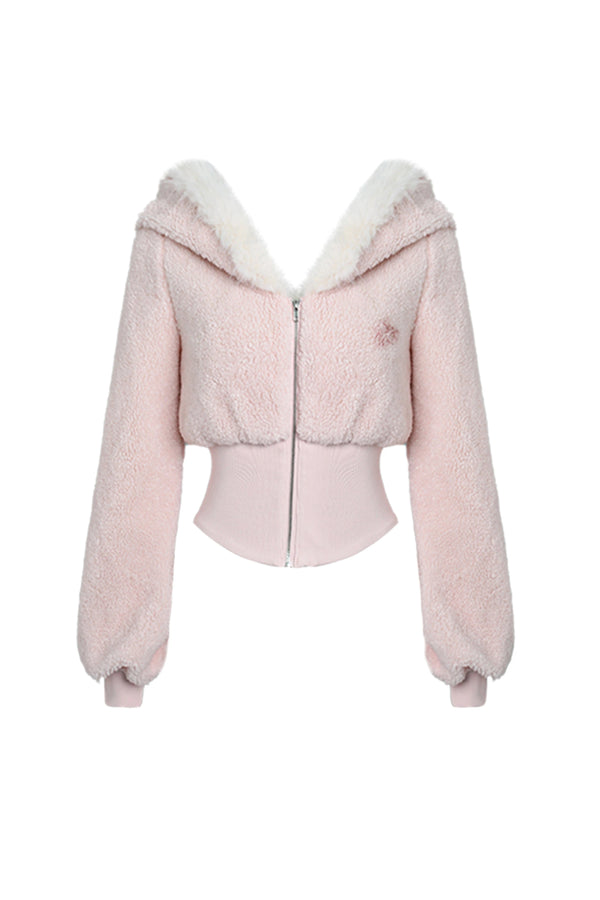 Peach Warm Winter Lambswool Jacket Top + Camisole Dress