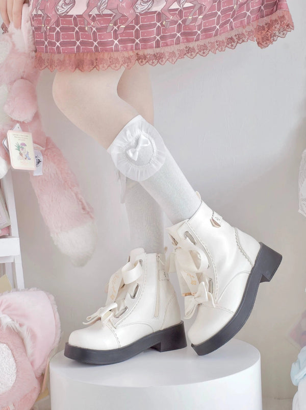Rose Night Ribon Crown Lolita Short Boots