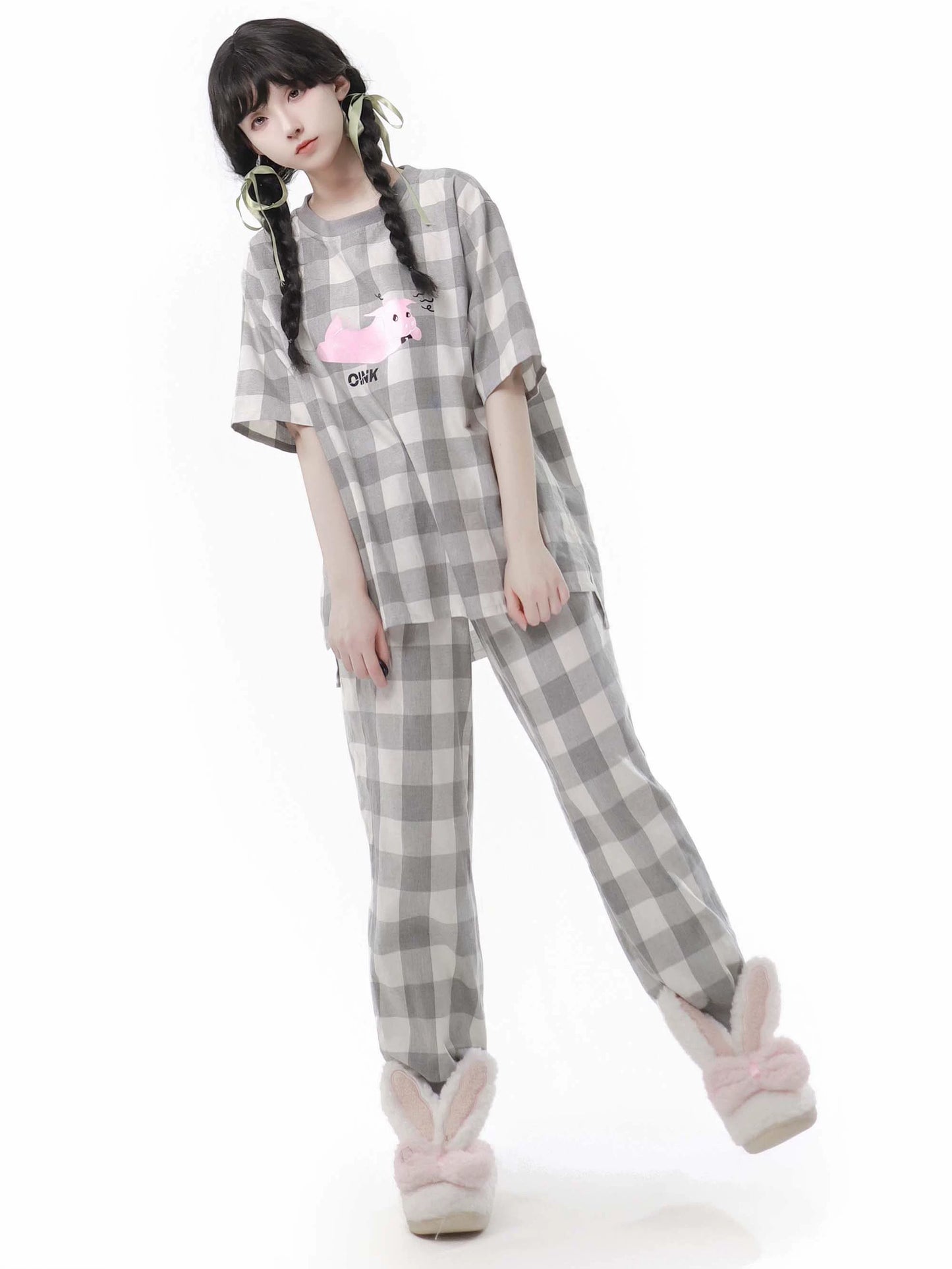 Check Cotton Soft Casual Loungewear Pajamas