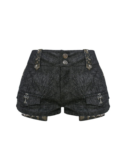 Leopard Print Shorts Gray Foodie Set