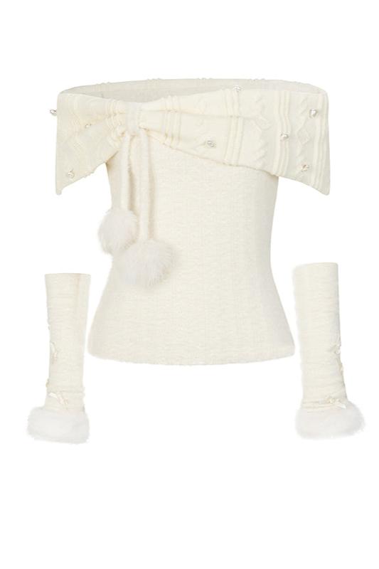 スノーガールオフショルトップス＋レースショートスカート