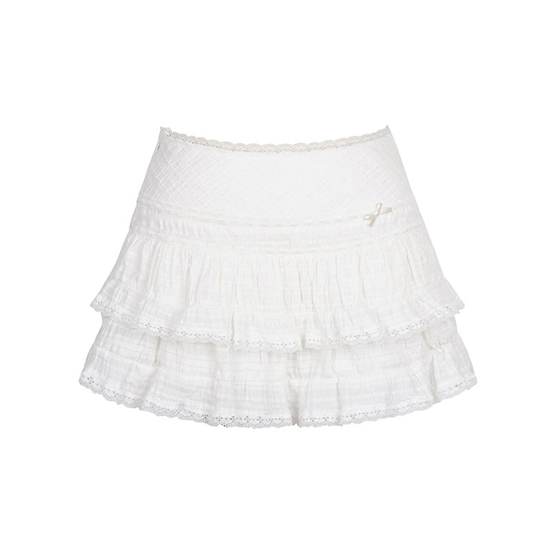 Double layer Puffy white skirt