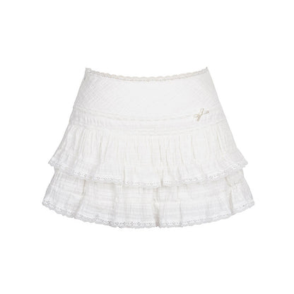 Double layer Puffy white skirt