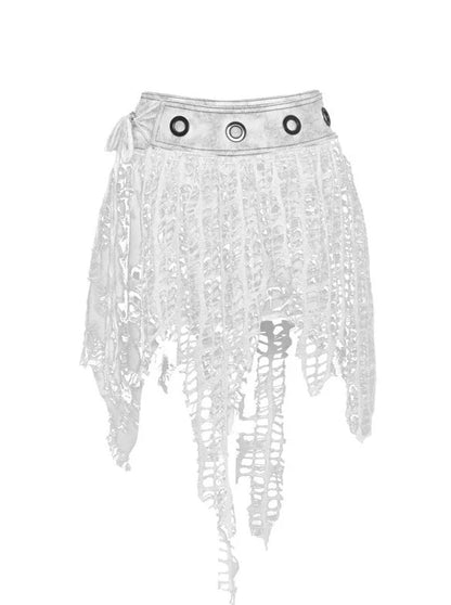 Jellyfish Asymmetrical Pure White Skirt