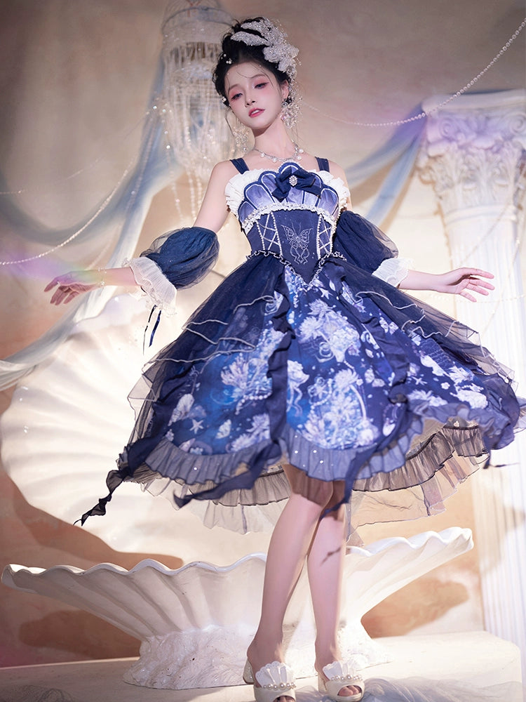Deep Jellyfish Elegant Suspender Dress Set – Belchic