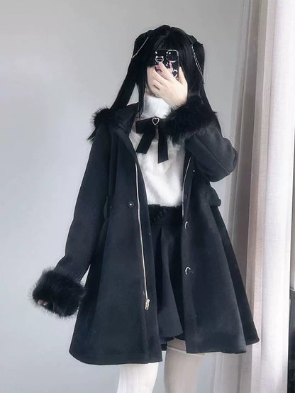 Rabbit Mine Fur Little Black Coat