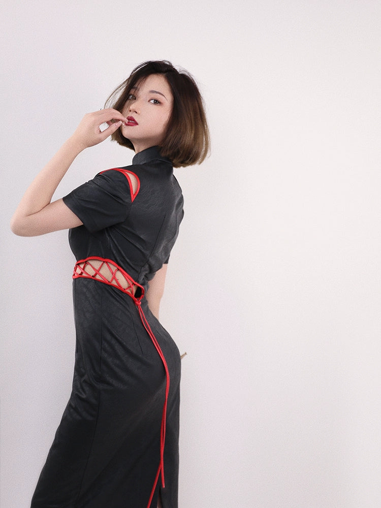 Original PU Leather Cheongsam Dress