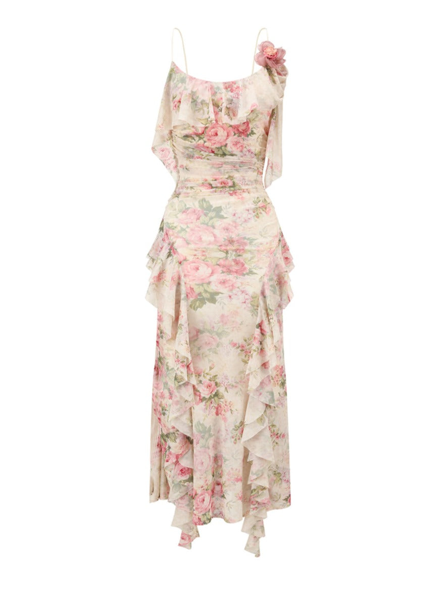 Retro Big Flower Camisole Dress