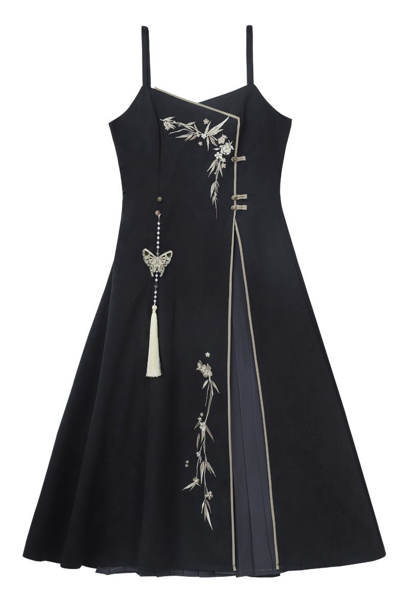 Butterfly Embroidered Hooded Dress Set-Up