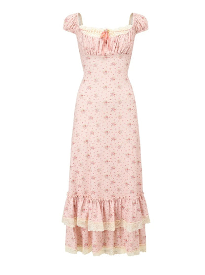 Retro Girly Sweet Flower Long Dress