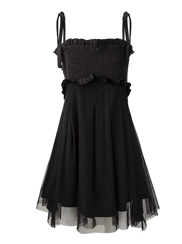Tutu Sheer Little Black Dot Suspender Dress
