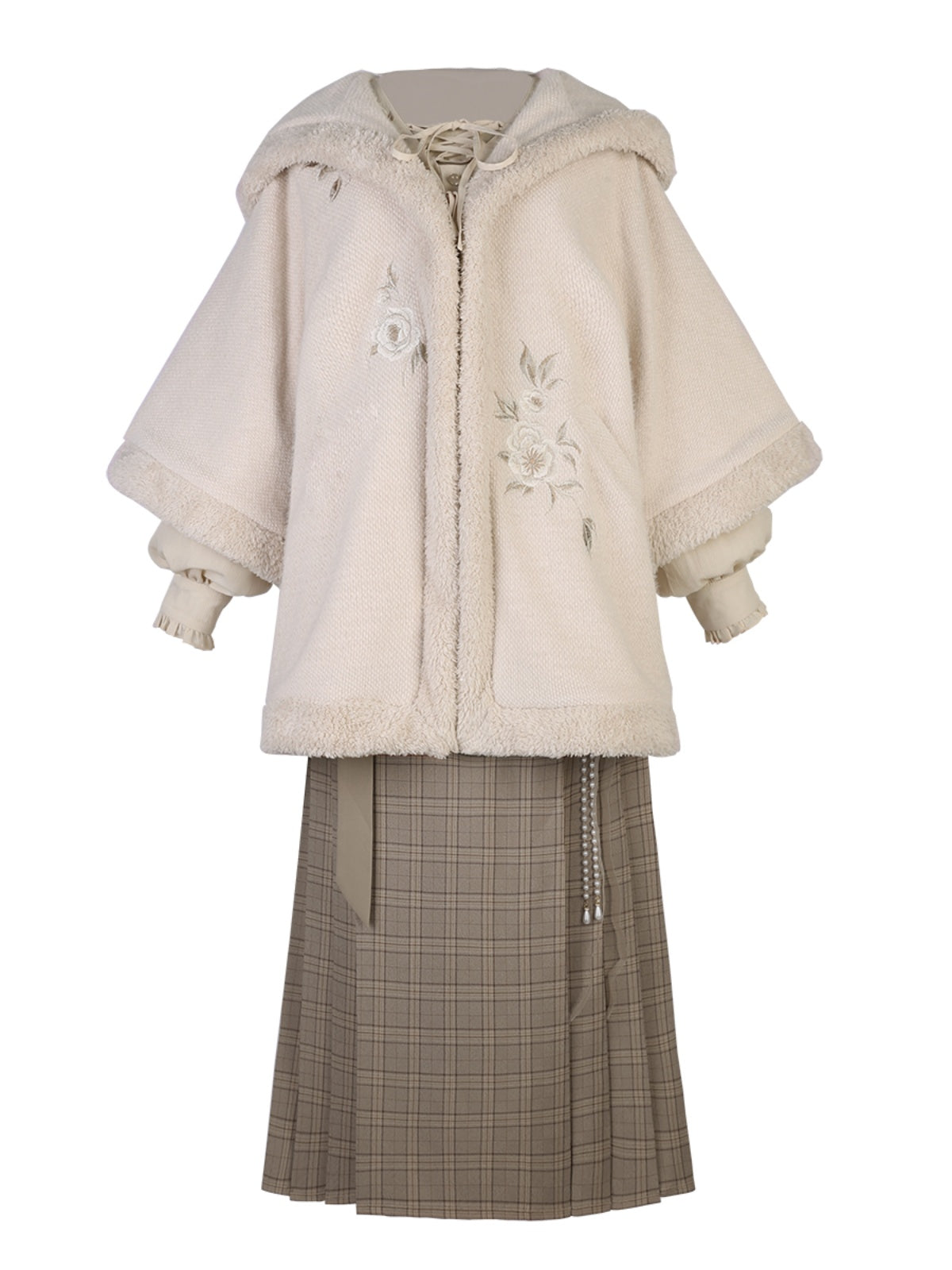 White tea hamfoo style jacket + shirt + skirt