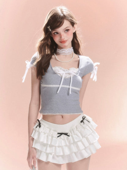 Little Ribbon French Girl Short Top