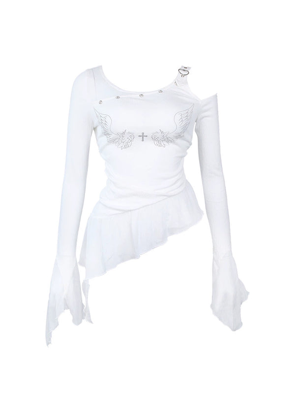 Cross Angel White Top + Gray Skirt