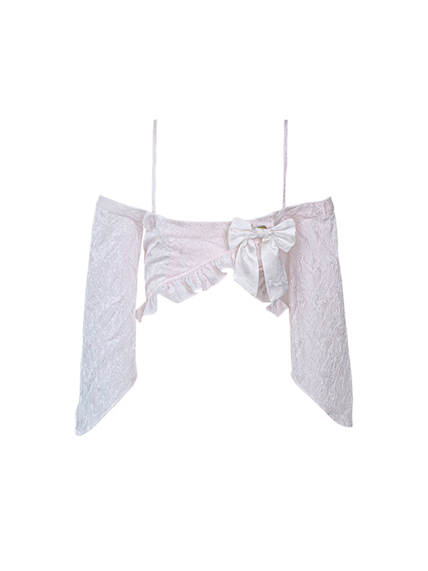 Sweet Girl China Jacquard Asymmetrical Dress + Ribbon Cardigan