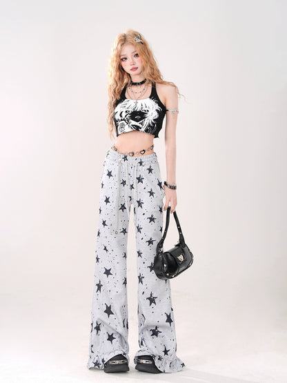 Lazy Casual Star Flared Pants