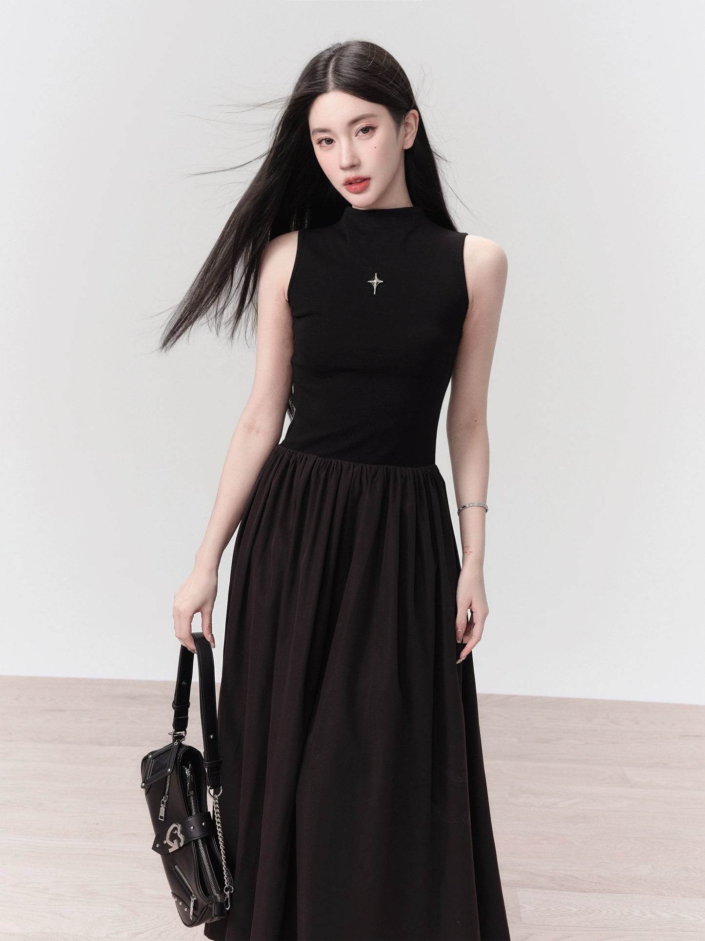 [Spot] Fragile Store, Cold Beauty Original Black Slim Vest Skirt Knitted Patchwork Dress