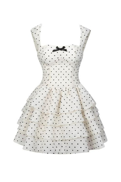 French Polka Dot Backless Dress