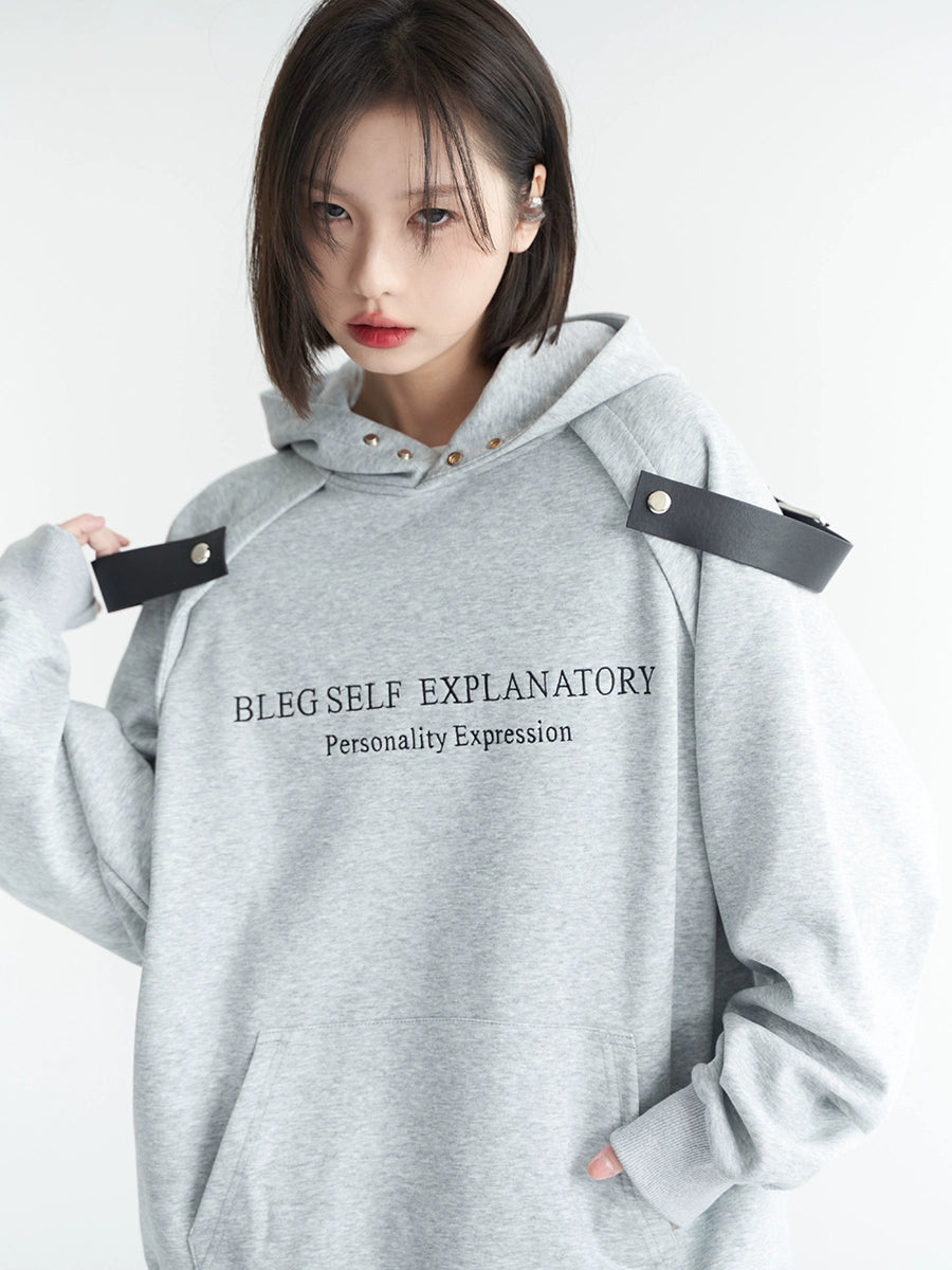 Shoulder strap hoodie sweatshirt