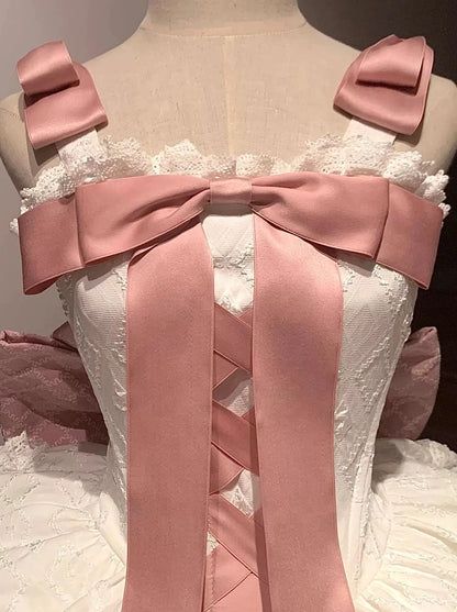 粉色缎带洛丽塔蓬蓬裙优雅礼服短裙