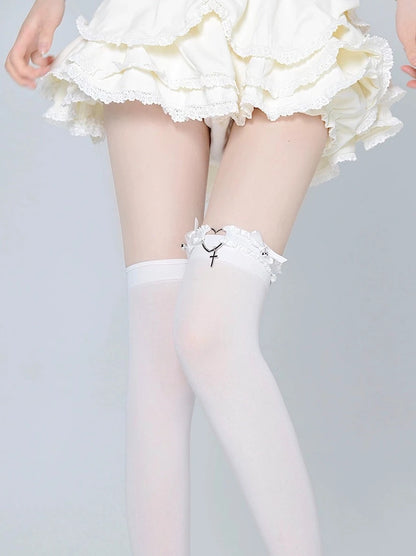 Sheer High Socks + Wing Leg Rings