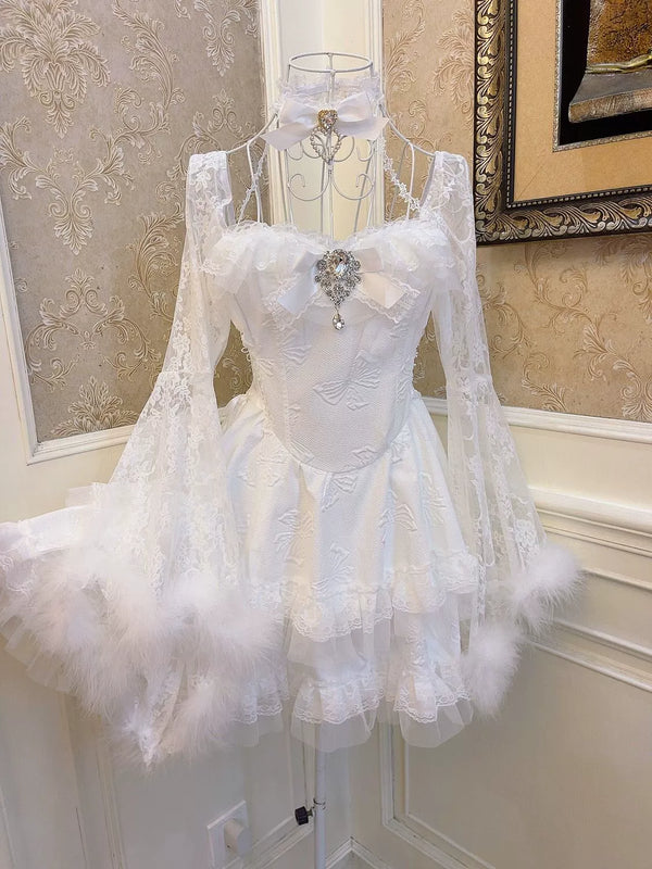 サマーファーホワイトシアーワンピース