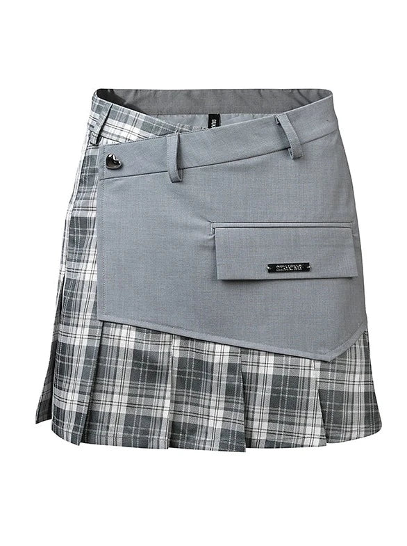 Asymmetrical Check Short Summer Jacket + Asymmetrical Design Check Skirt