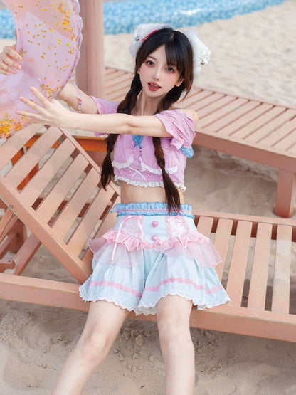 Girly Frill Summer Beach Separate Swimsuit