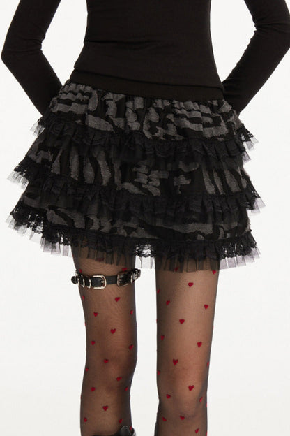 Black Race Y2K cake skirt