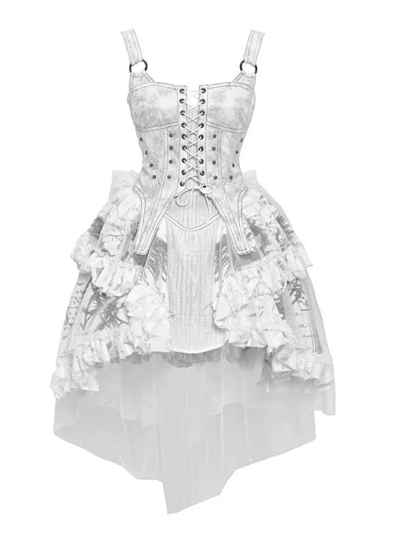 Lace-up Camisole White Gothic Dress