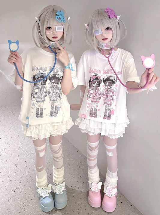 NEMU-Original Mine Tops Mass Production Type 220g Cotton T Pain Clothes Otaku T Japanese Cute Yaya Short Sleeves