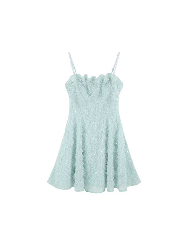 Shaggy Pearl Design Camisole Dress