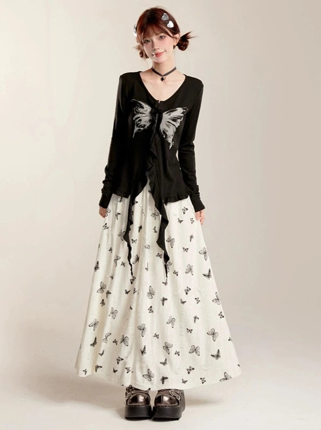 Butterfly Diamond Long Skirt