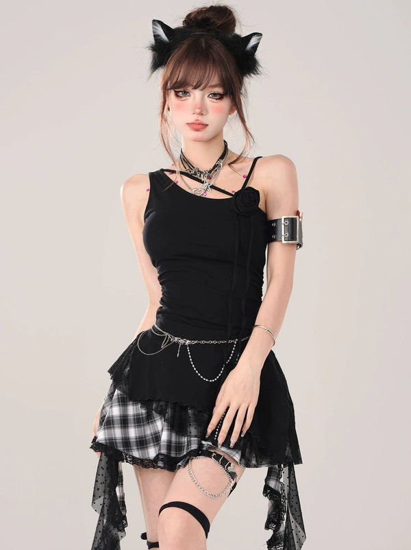 Rose One Shoulder Beauty Slim Strap Top