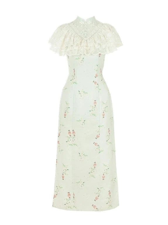 【予約商品】レトロチャイナフラワーショートワンピース+ロングワンピース+ロングパンツ