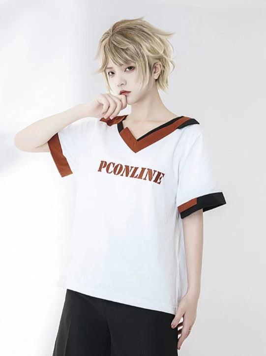 サマーホワイトエンブロイダリーVネックTシャツ＋ショートパンツ